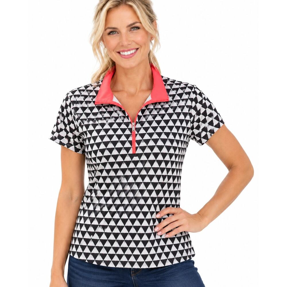 TAIL NEW On Point Top Womens Medium UPF 50 V-Mock 1/4 Zip UPF 50+ Activewear